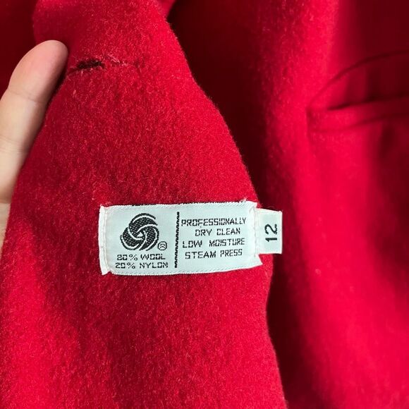 Vintage J.G. Hook Red Wool Blend Coat Women’s Size 12 Double Breasted USA Made - Picture 6 of 10